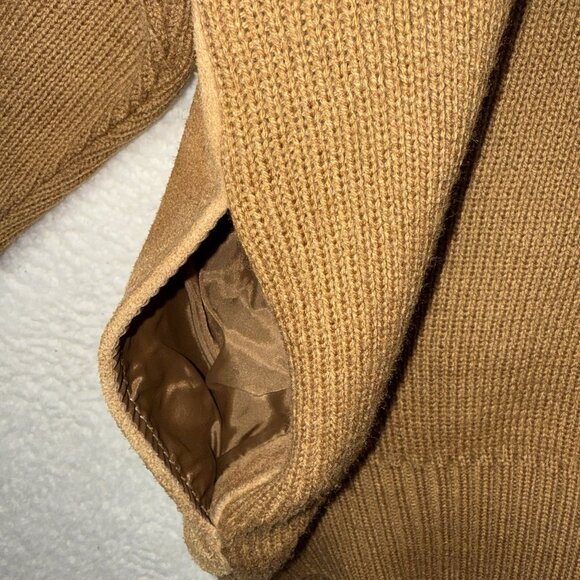 Vintage Hill & Archer V Neck Acrylic and Leather Sweater Large Brown Grandpa - Picture 5 of 7